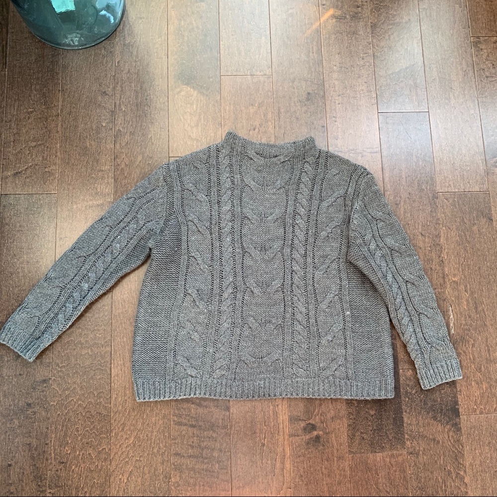 Mango | grey cable knit sweater